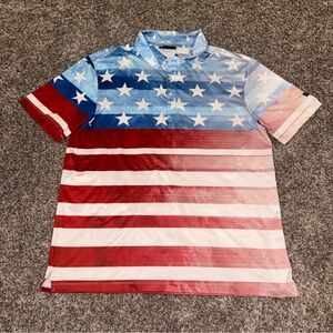 Yatta Golf "The Patriot" Men’s American Flag Performance Golf Pickleball Shirt L